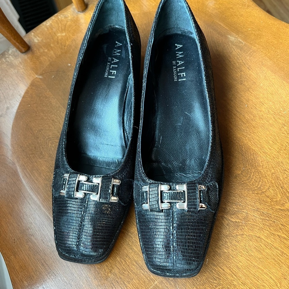 Amalfi Black Textured Block Heels